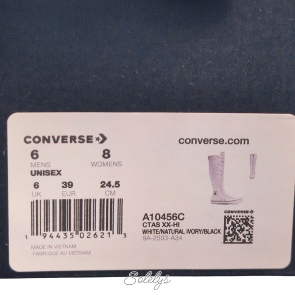 Converse CTAS XXHI Womens 8 White Blue Black Canvas Knee High Sneaker Boot NEW - Picture 6 of 10